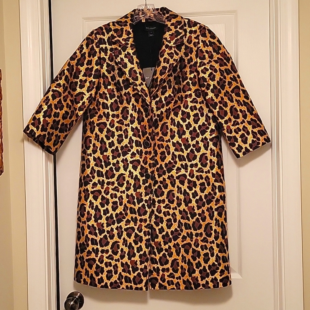 NWT St. John leopard print blazer, size 4